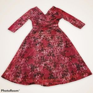 Wine Purple Three Quarter Sleeve Mesh Dress